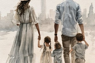 make watercolor family portrait