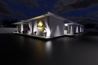 design a modern architectural concept with sketchup and ai render