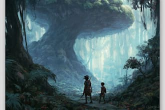 create a modern fantasy  custom illustration