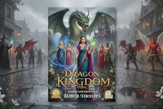 design book cover with angel and elven warrior characters
