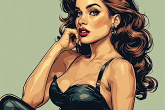 pin up girl and pin up girl illustration