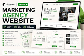 create framer marketing agency website, pricing page, cms blog, lead generation