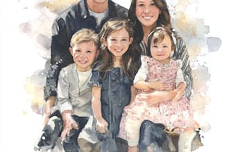 create a watercolor family portrait