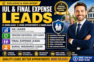 iul leads, indexed universal life leads, iul insurance leads, final expense lead