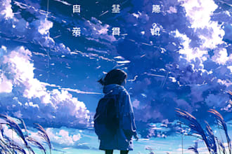 create anime style album cover, music cover