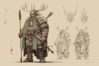 draw fantasy concept art character and dnd digtial painting portrait illustation