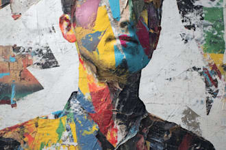 paint expressive colorful abstract portrait