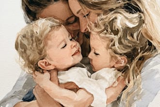 create a watercolor family portrait