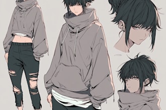 do design a anime sheet character sheets in anime style