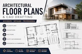 design architectural floor plans elevations for house villa office autocad