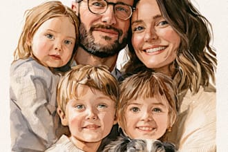 custom watercolor family portrait