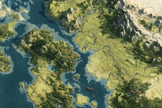 draw a fantasy map illustration