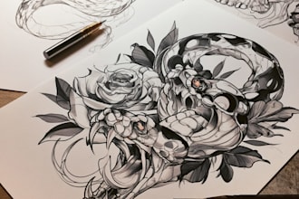 draw amazing tattoo design, traditional tattoo