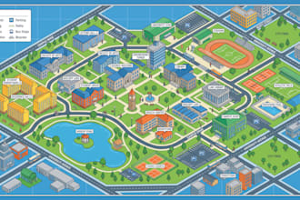 design a wayfinding map, visitor map, campus map  directory map for any location