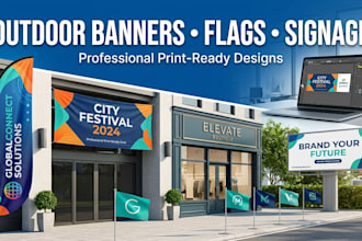 design outdoor advertising banners, flags and signage