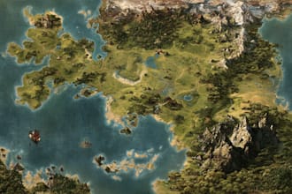 make a fantasy map illustration for map