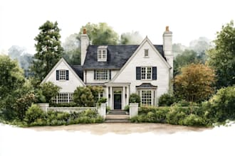 house illustration watercolor style