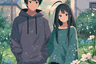 draw a anime couple character art anime