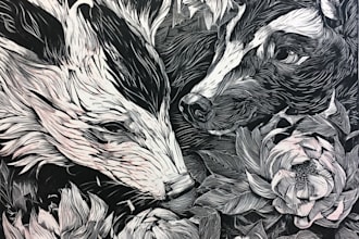 create a true woodcut or linocut illustration