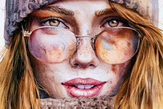 watercolor portrait painting, photo to watercolor portrait