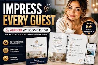 design airbnb welcome book, house manual, guest guide and vacation rental guide