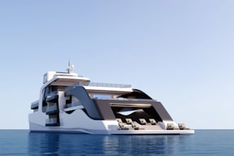 do realistic 3d ship model, 3d boat design, yacht cad model warship catamaran