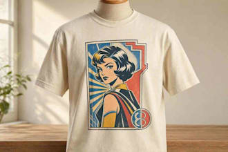 draw retro comic book, vintage poster illustration, retro pop art deco t shirt