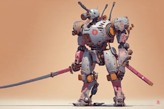 draw amazing character mecha robot illustration