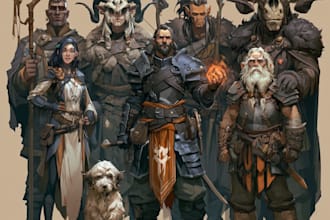 draw dnd character design and illustration