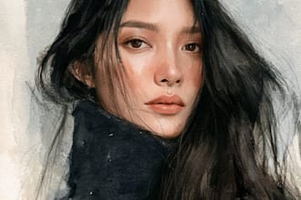 draw a watercolor portrait sketch from photos