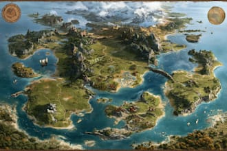 city, event, tourist, and fantasy map illustration