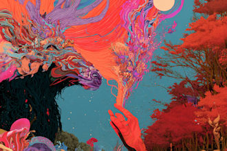 create a unique psychedelic surrealistic illustration for album cover
