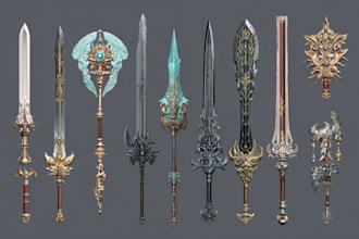 design creative concept art of weapons and items
