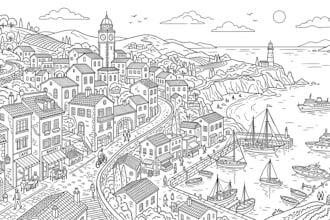 hand draw a vector line art illustration