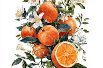 draw vector botanical illustrations of plants, fruits