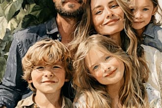 create a watercolor family portrait