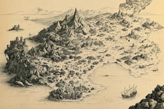 make fantasy map illustration for map