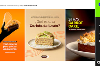 diseñaré 3 piezas para redes sociales con criterio de marca