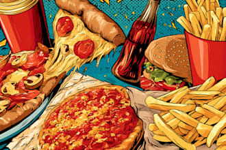 food pop art illustrations