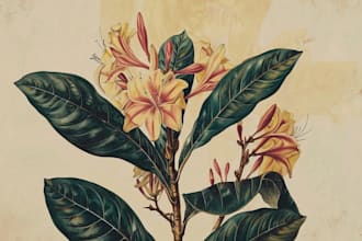 do a botanical illustration with hand drawn art for you