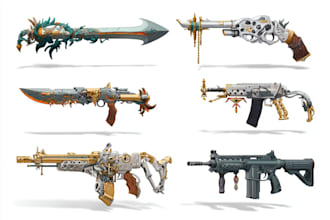 design creative concept art of weapons and items