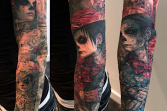 create a beautiful tattoo sleeve art