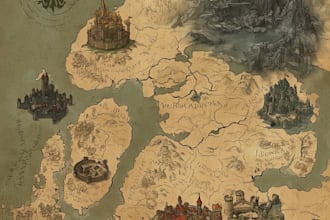 hand draw a fantasy map with digital map