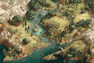 draw a detailed fantasy world map, city map, or dungeon map illustration