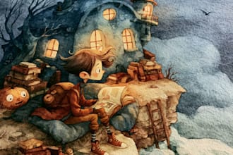 do children story book illustration watercolor picture book cover