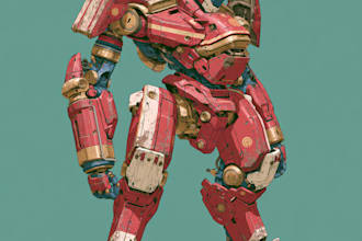 custom mecha robot armor concept art