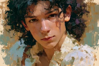 create a romantic couple or family oil painting portrait illustration