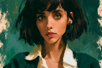 make a vintage classical oil painting portrait illustration