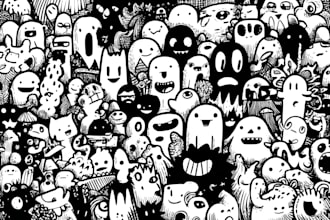 draw doodle art name or merch design
