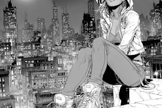 manga comic book illustration, manga artist or webtoon cover